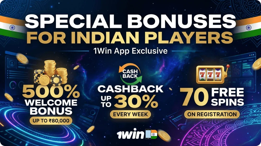 Exclusive bonuses for Indian players in the 1Win app